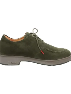 Leder-Schnürschuhe in Khaki