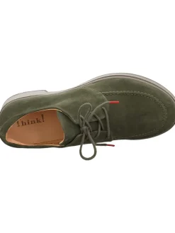 Leder-Schnürschuhe in Khaki