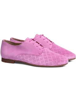 Leder-Schnürschuhe in Rosa