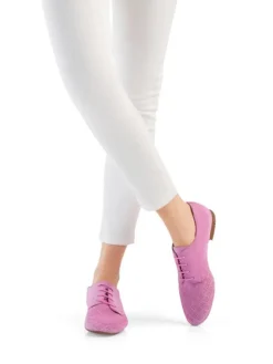 Leder-Schnürschuhe in Rosa