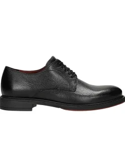 Leder-Schnürschuhe in Schwarz
