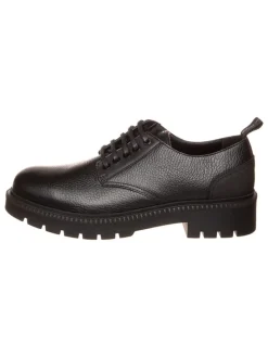 Leder-Schnürschuhe in Schwarz