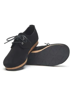 Leder-Schnürschuhe in Schwarz