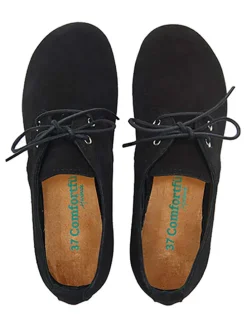 Leder-Schnürschuhe in Schwarz