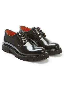 Leder-Schnürschuhe in Schwarz