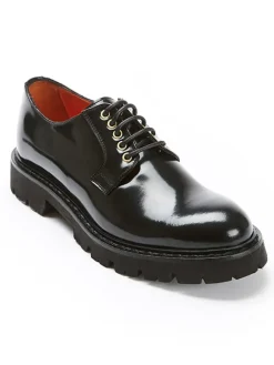 Leder-Schnürschuhe in Schwarz