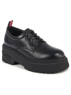Leder-Schnürschuhe in Schwarz