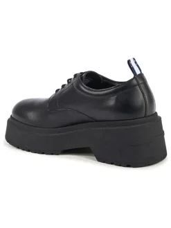 Leder-Schnürschuhe in Schwarz