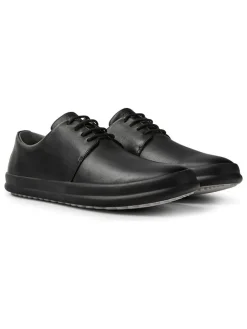 Leder-Schnürschuhe in Schwarz