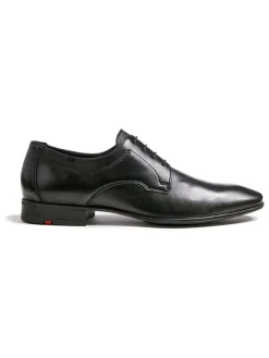 Leder-Schnürschuhe in Schwarz