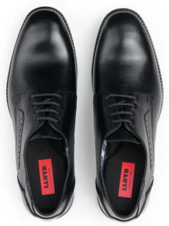 Leder-Schnürschuhe in Schwarz