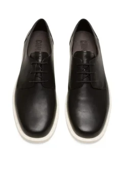 Leder-Schnürschuhe in Schwarz