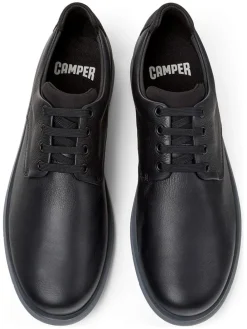 Leder-Schnürschuhe in Schwarz