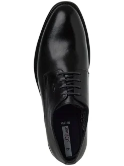 Leder-Schnürschuhe in Schwarz