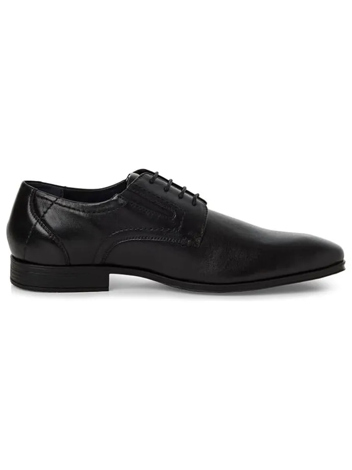 Leder-Schnürschuhe in Schwarz