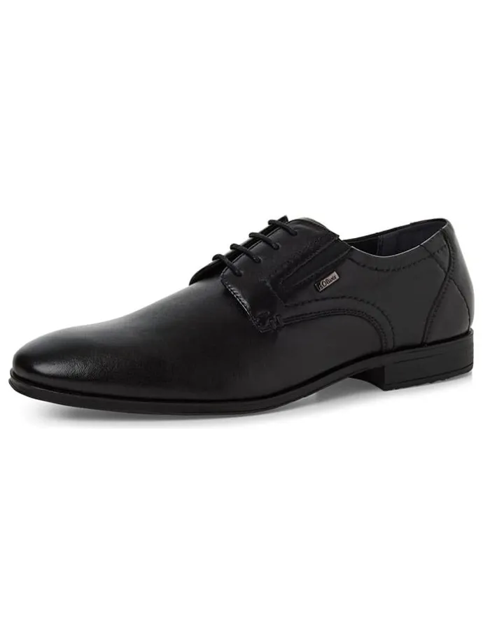 Leder-Schnürschuhe in Schwarz