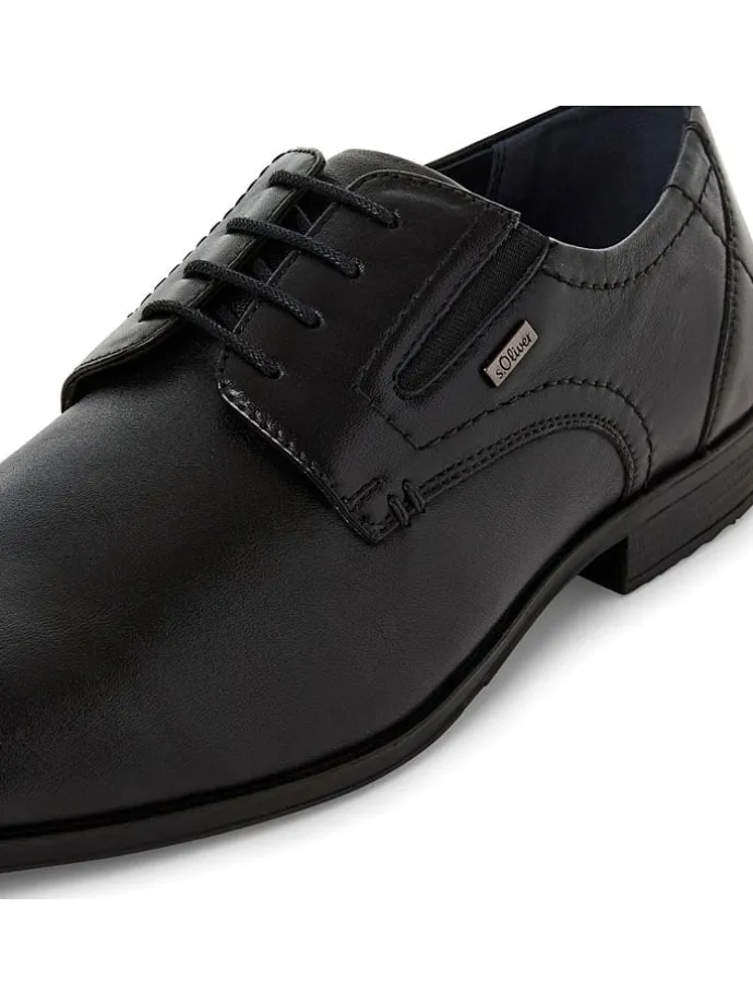 Leder-Schnürschuhe in Schwarz