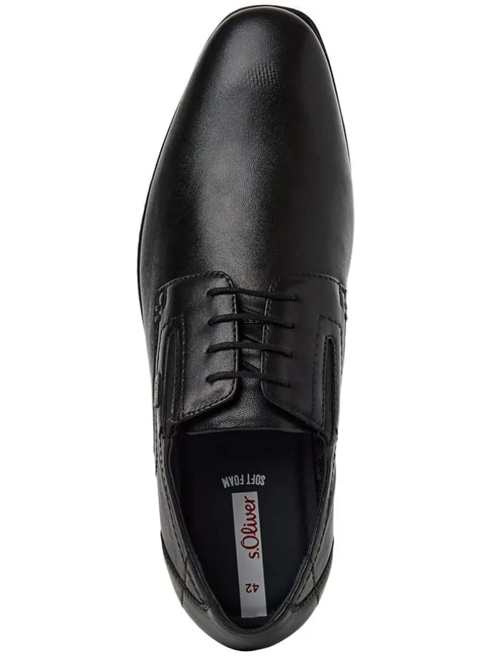 Leder-Schnürschuhe in Schwarz