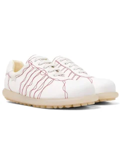 Leder-Schnürschuhe in Weiß