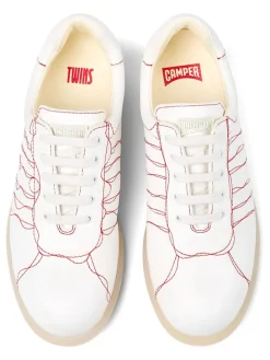 Leder-Schnürschuhe in Weiß