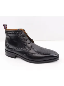 Leder-Schnürschuhe "Jeff 7" in Schwarz