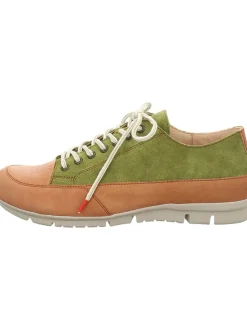 Leder-Schnürschuhe "King" in Grün/ Hellbraun