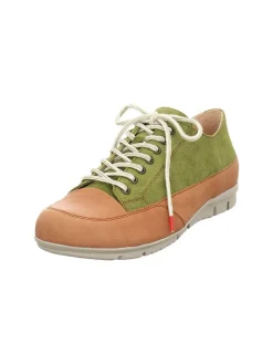 Leder-Schnürschuhe "King" in Grün/ Hellbraun