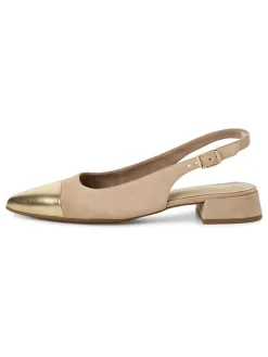 Leder-Slingballerinas in Beige