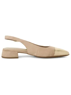 Leder-Slingballerinas in Beige