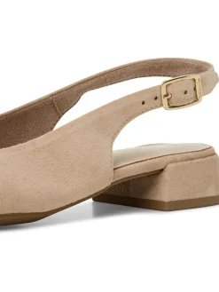 Leder-Slingballerinas in Beige