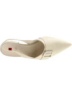 Leder-Slingballerinas in Creme