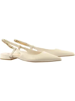Leder-Slingballerinas in Creme