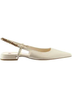 Leder-Slingballerinas in Creme