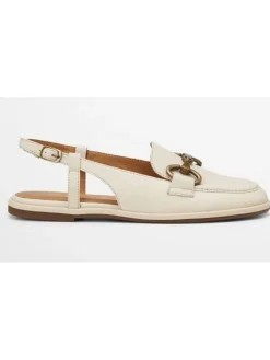Leder-Slingballerinas in Creme