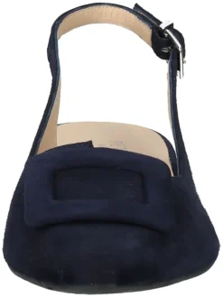 Leder-Slingballerinas in Dunkelblau