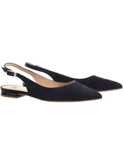 Leder-Slingballerinas in Dunkelblau