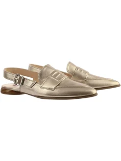 Leder-Slingballerinas in Gold