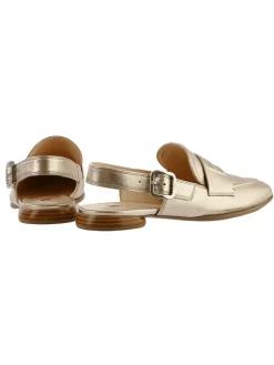 Leder-Slingballerinas in Gold