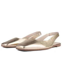 Leder-Slingballerinas in Gold