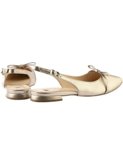 Leder-Slingballerinas in Gold