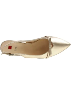 Leder-Slingballerinas in Gold