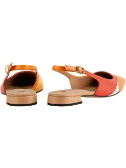 Leder-Slingballerinas in Rot/ Orange