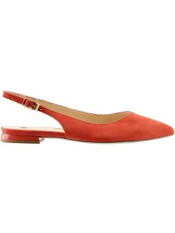 Leder-Slingballerinas in Rot