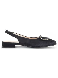Leder-Slingballerinas in Schwarz