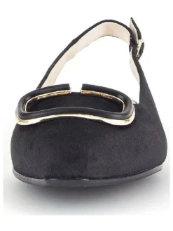 Leder-Slingballerinas in Schwarz