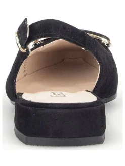 Leder-Slingballerinas in Schwarz