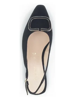 Leder-Slingballerinas in Schwarz