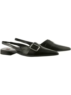 Leder-Slingballerinas in Schwarz
