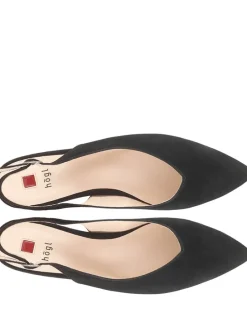 Leder-Slingballerinas in Schwarz