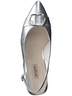 Leder-Slingballerinas in Silber